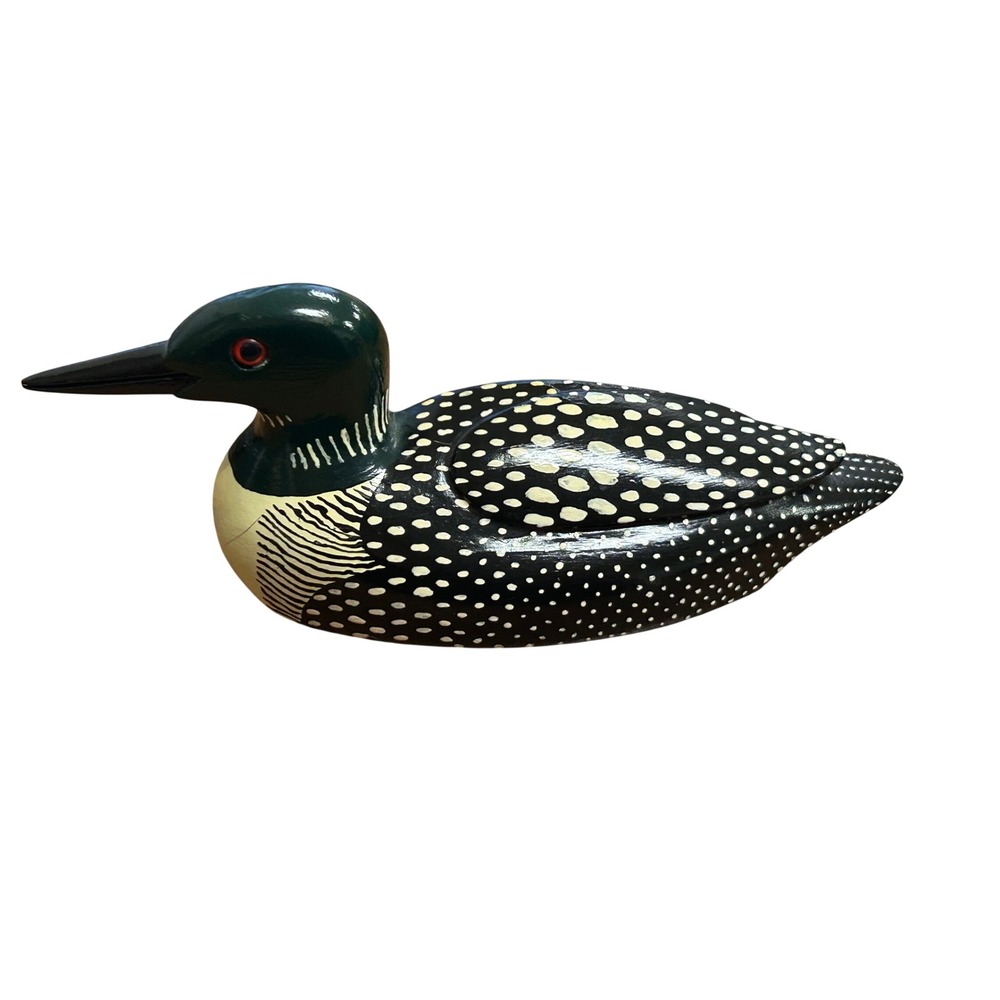 Vintage 1992 Frank J Mate Handcrafted Wood Loon Figurine Rustic Signed Folk Art
